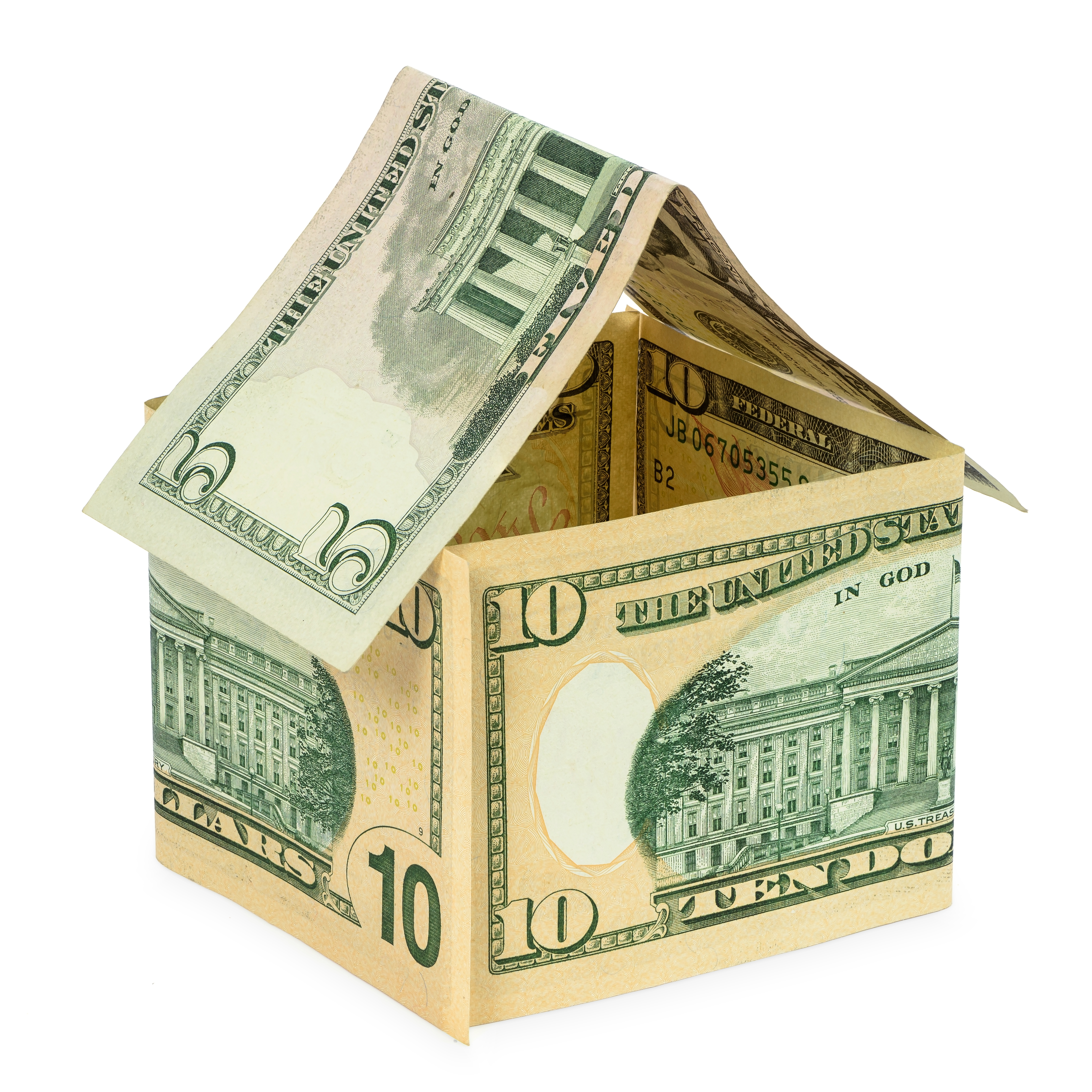 Model house made from dollar banknotes